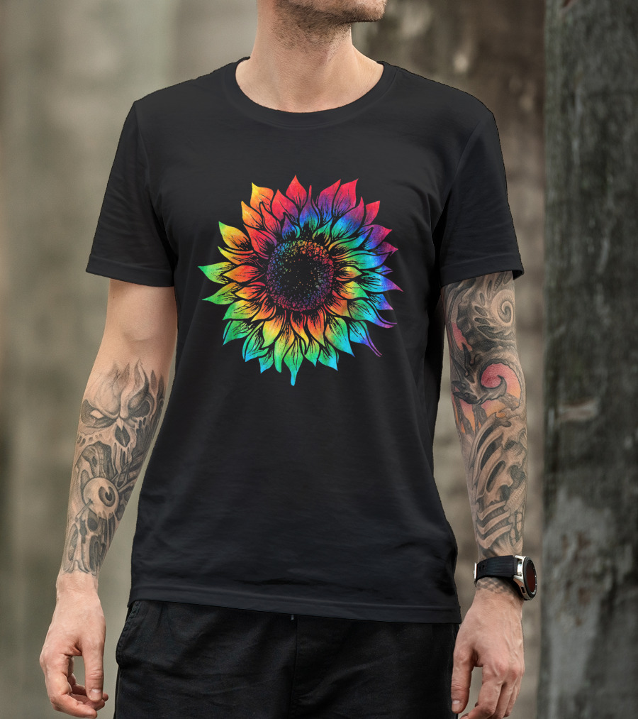 Tie Dye Colorful Sunflower Hippie Sunflower T-Shirt