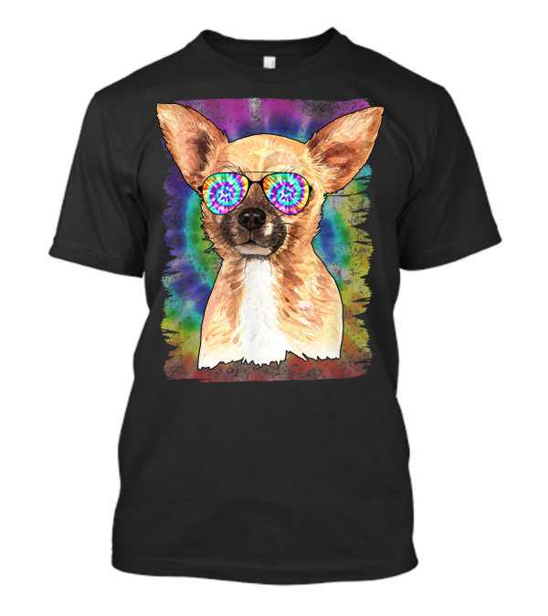 Psychedelic Tie Dye Chihuahua With Watercolor Glasses T-Shirt