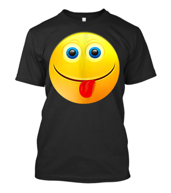 Tongue Out Cute Emoji Face Emoticon Smile With Blue Eyes T-Shirt