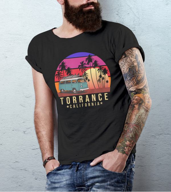 Torrance California Surfer Van Sunset Palms Vintage Californian T-Shirt