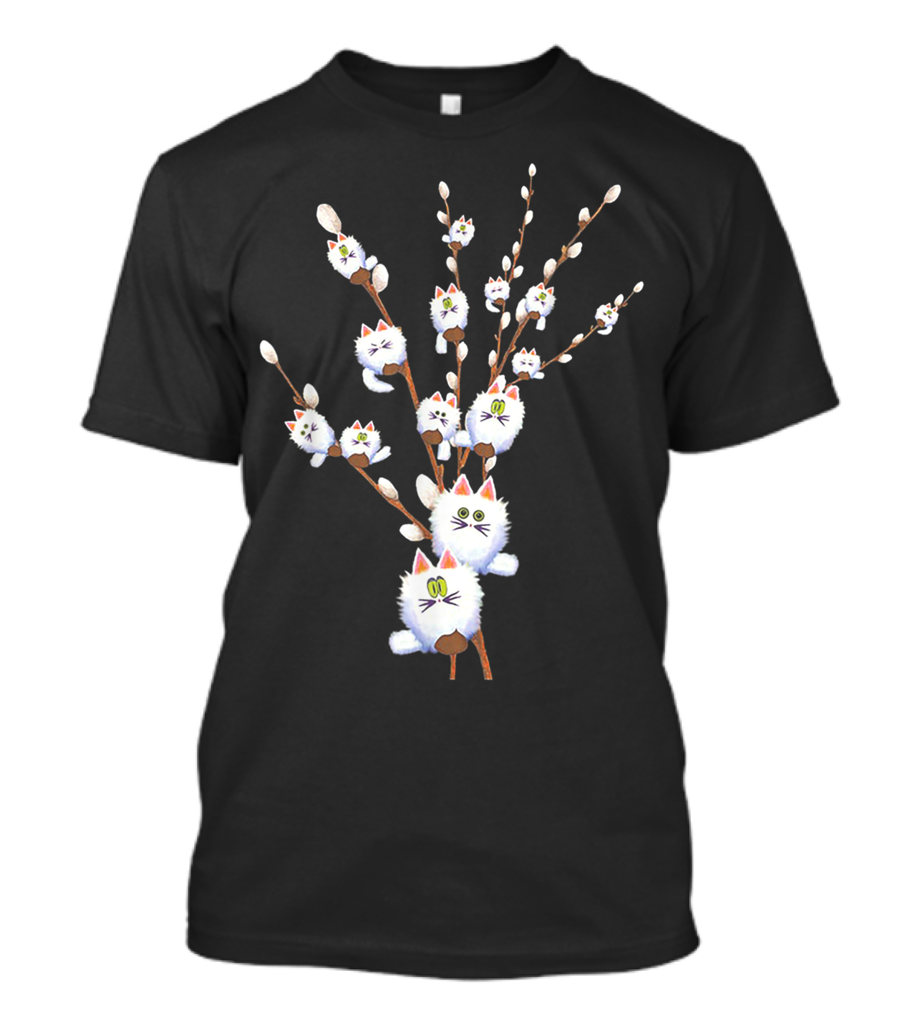 Cat Willow Buds Tree With Flowers T-Shirt