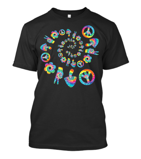 Trippy Hippie Mushroom Peace Sign Flower Spiral Tie-Dye Psychedelic T-Shirt