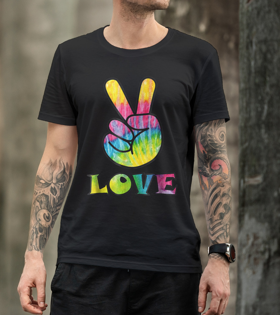 Love Peace Sign Trippy Tye Dye 60s T-Shirt