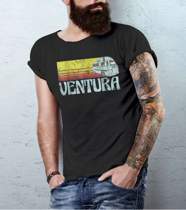 Ventura California Hippie Van Retro Sunset Beach Surfer T-Shirt