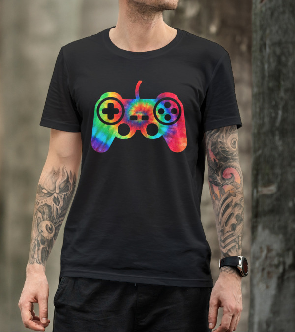 Video Game Controller Ocean Tie Dye Rainbow Hippie Hippy Costume T-Shirt
