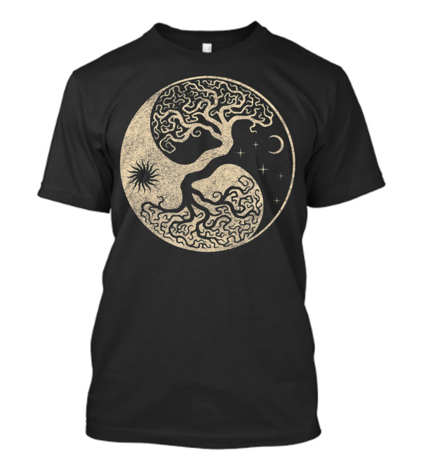 Viking Odin Wotan Norse Mythology Warrior Tree Of Life Yin Yang Sun Moon Stars T-Shirt