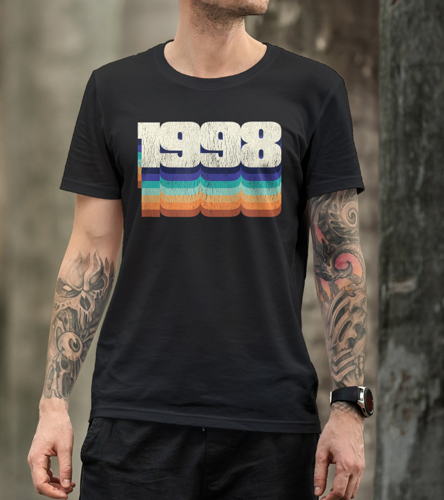 Vintage 1998 Retro Colorful Stripes 22nd Birthday T-Shirt