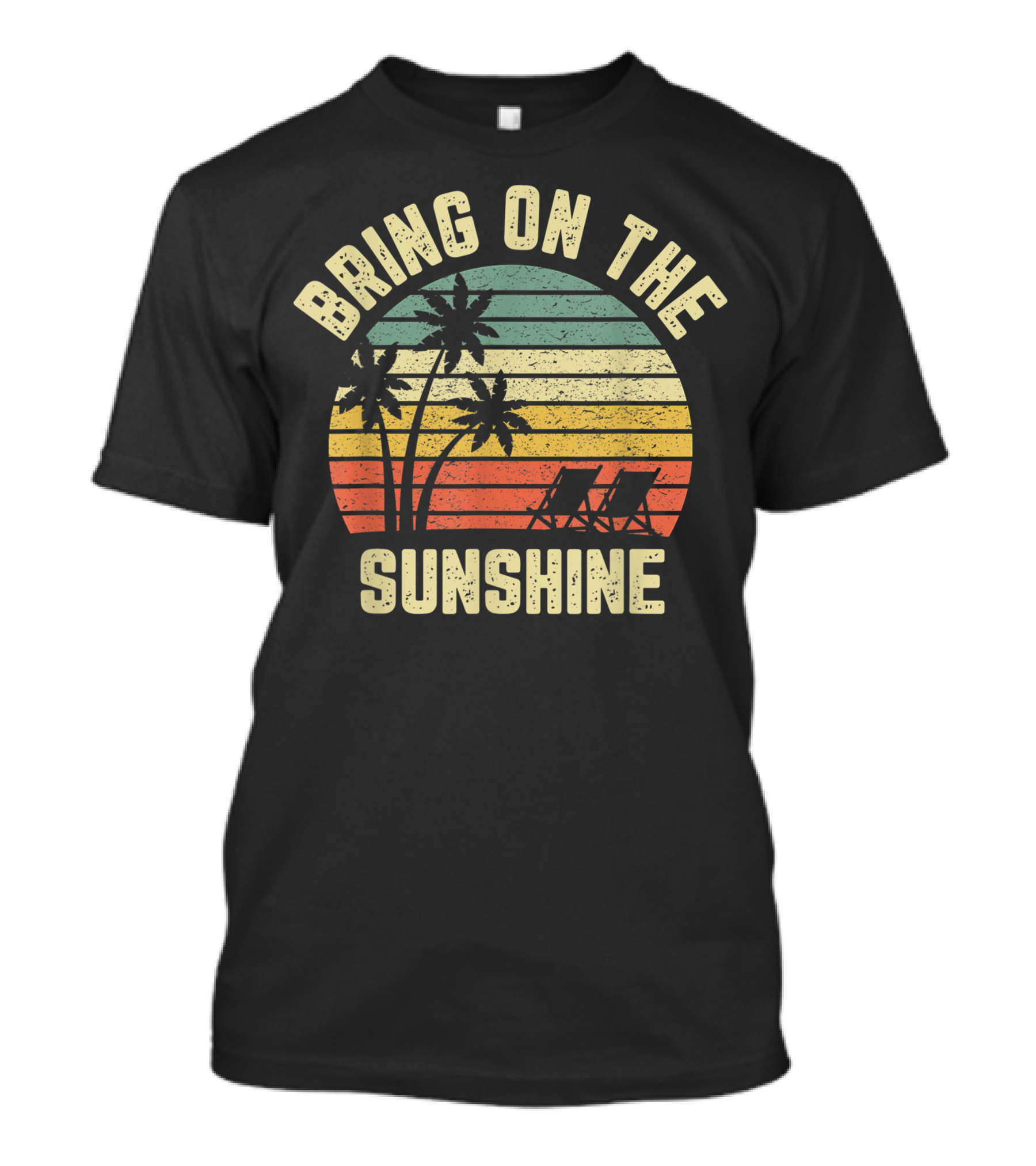 Bring On The Sunshine Vintage Summer Beach Palm Trees Stripes T-Shirt