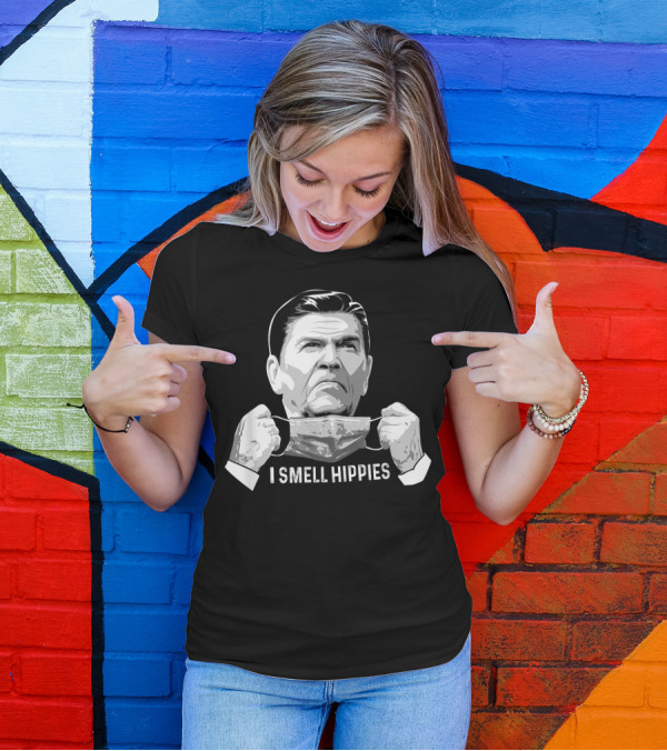 Vintage I Smell Hippies Ronald Reagan Face Mask Iconic T-Shirt