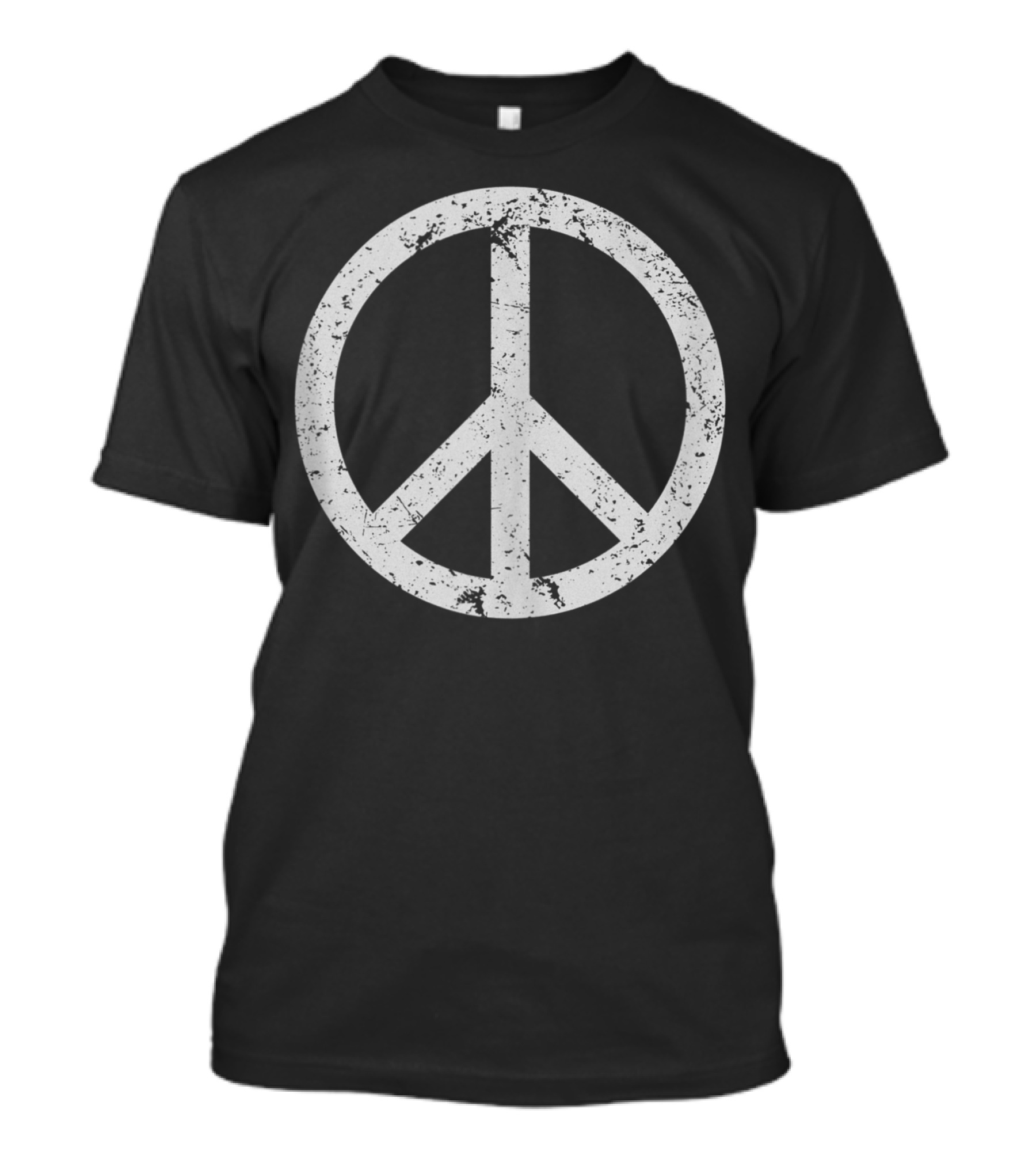 Vintage Distressed Peace Sign Icon White T-Shirt