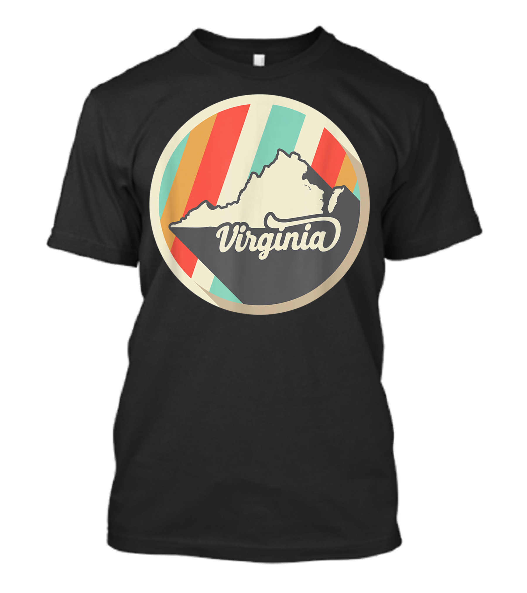 Vintage Virginia State Outline Teal Retro Stripes T-Shirt