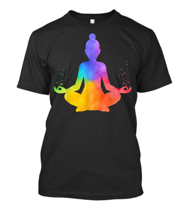 Vishuddha Throat Chakra Meditation Pose Yoga Hinduism Seven Chakras Rainbow T-Shirt