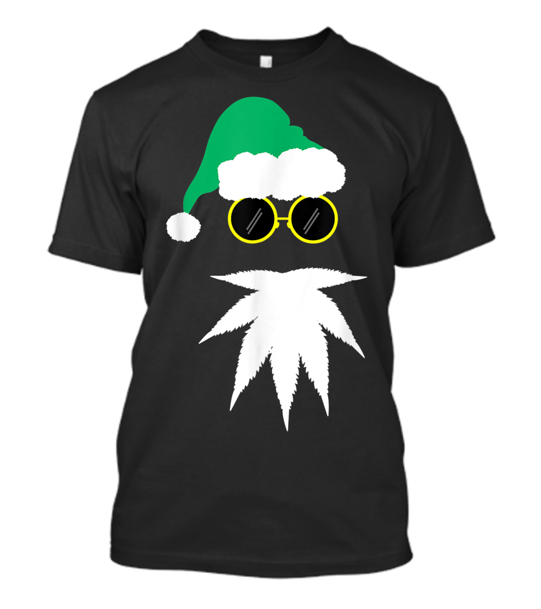 Santa Beard Weed Leaf Naughty Christmas Marijuana T-Shirt
