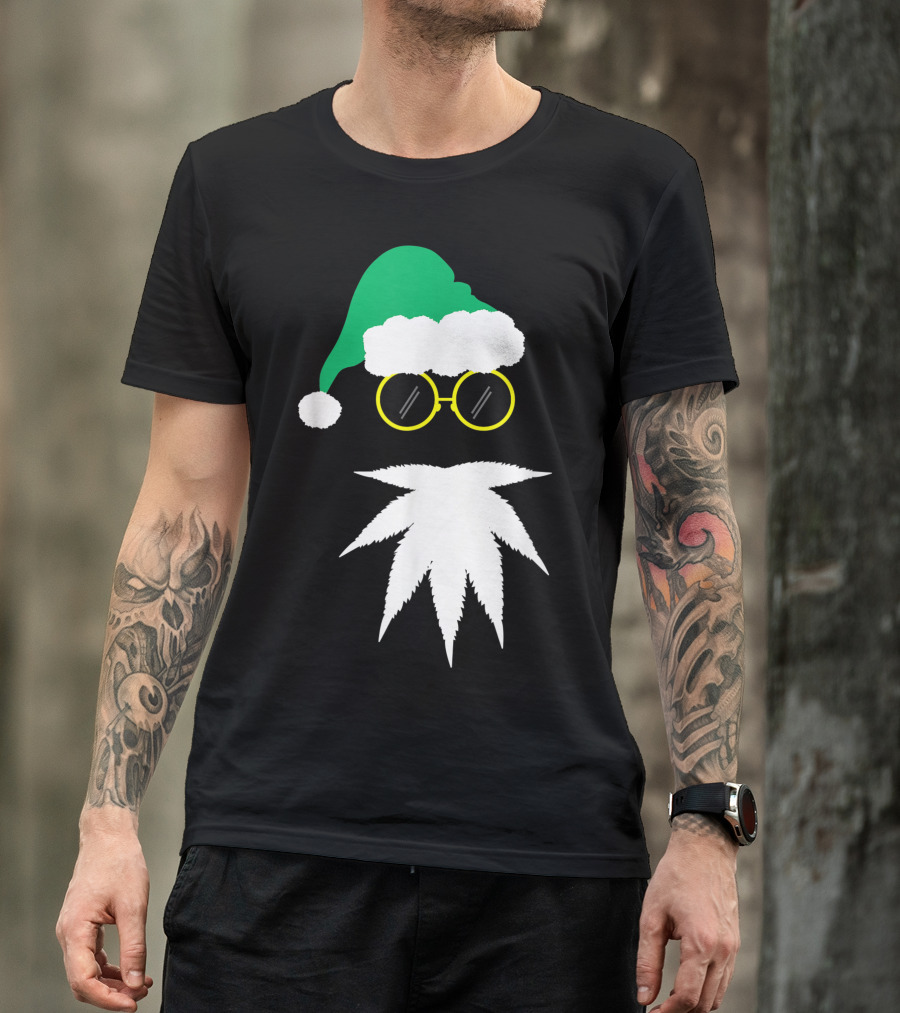 Santa Beard Weed Leaf Naughty Christmas Marijuana T-Shirt