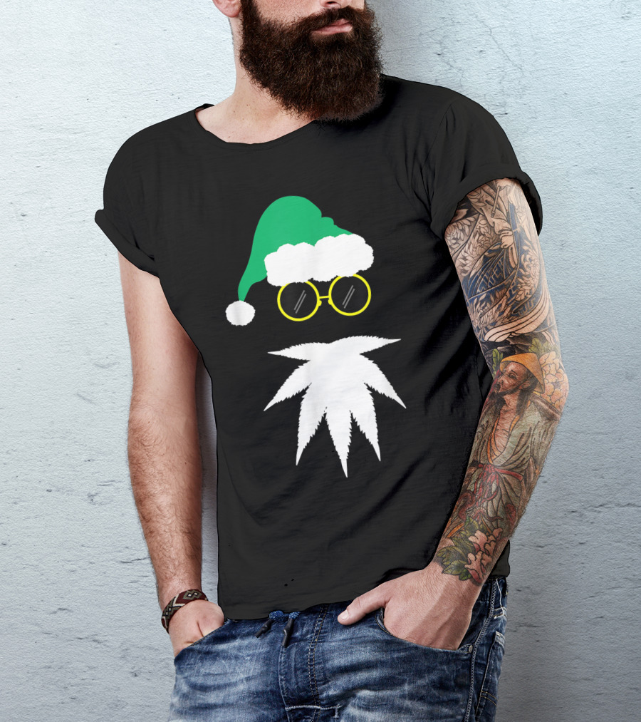 Santa Beard Weed Leaf Naughty Christmas Marijuana T-Shirt