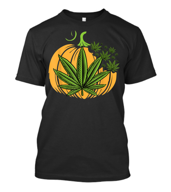 Pumpkin Marijuana Leaf Stoner Fall Veggie Cool T-Shirt