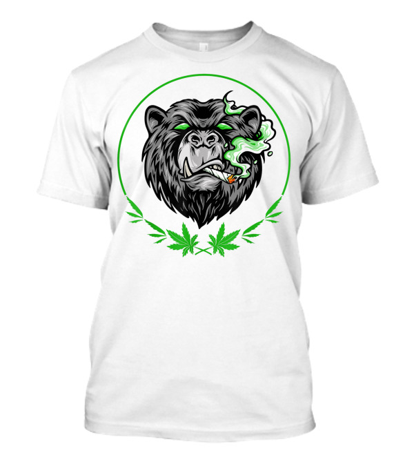 Weed Smoking Bear Marijuana Animal Green Cannabis Smoke T-Shirt