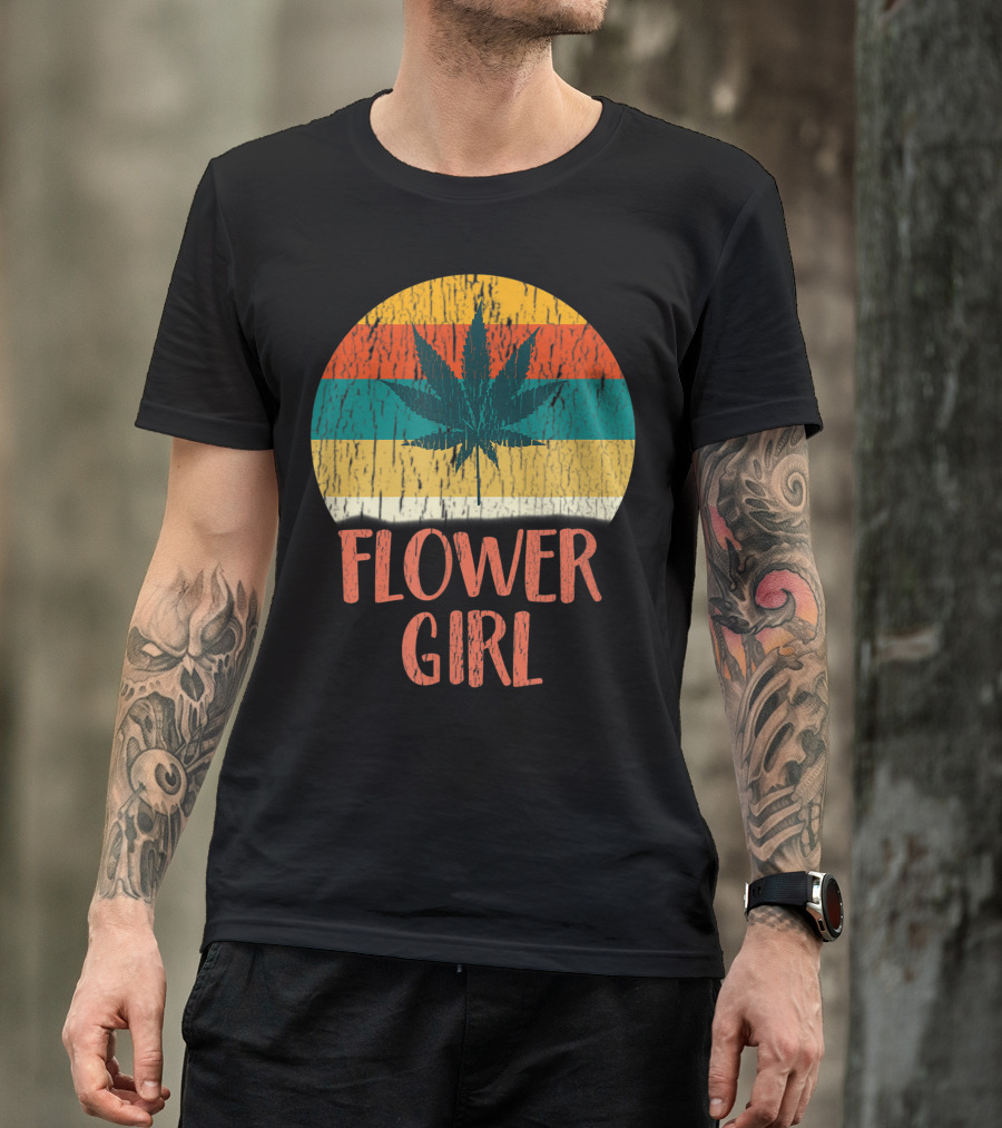 Flower Girl Vintage Weed Stoner Retro Stripe T-Shirt