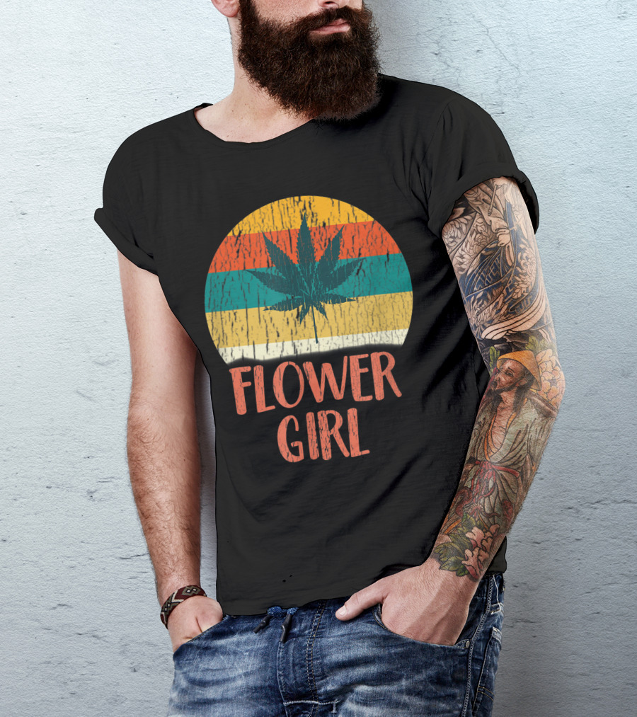 Flower Girl Vintage Weed Stoner Retro Stripe T-Shirt