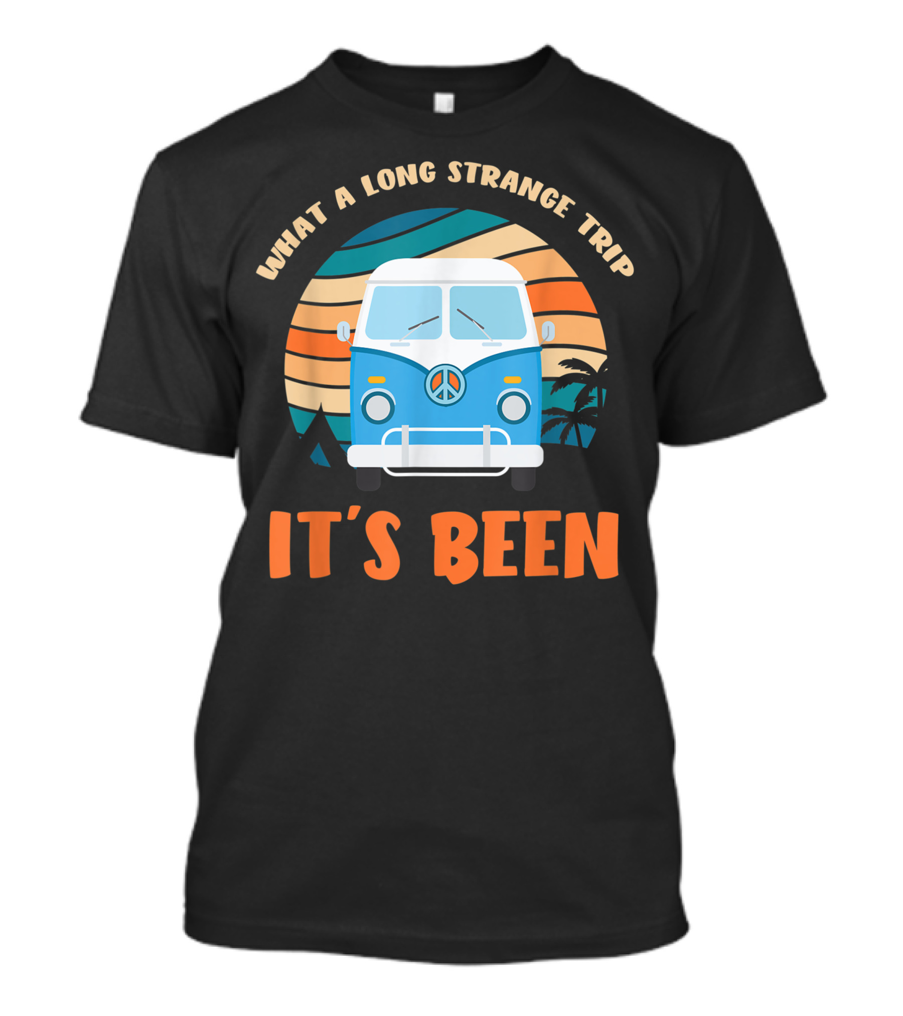 What A Long Strange Trip It's Been Vintage Hippie Hippy Van Peace Sunset T-Shirt