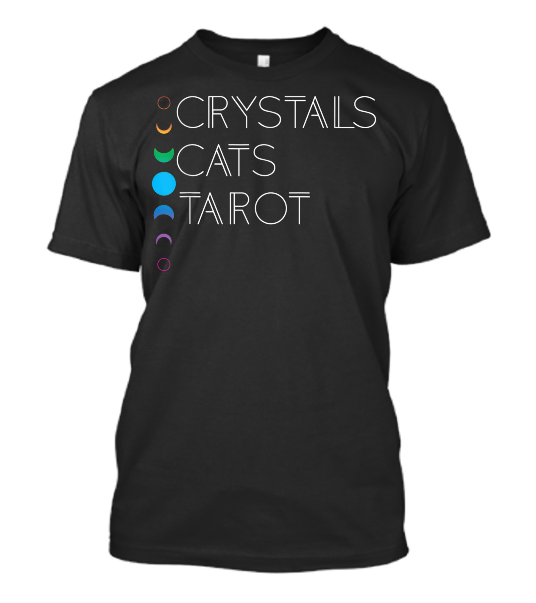 Crystals Cats Tarot Witchy Bohemian Boho Moon Phases T-Shirt