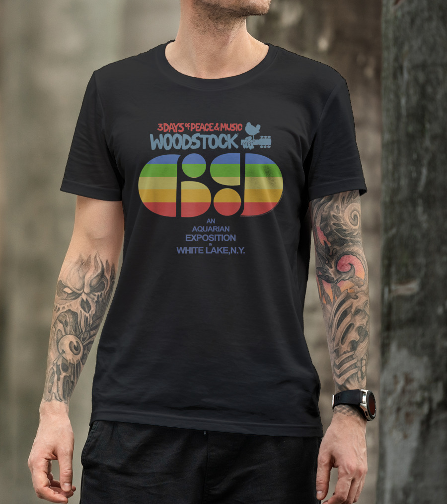Woodstock 1969 3 Days Of Peace And Music Rainbow An Aquarian Exposition In White Lake N.Y T-Shirt