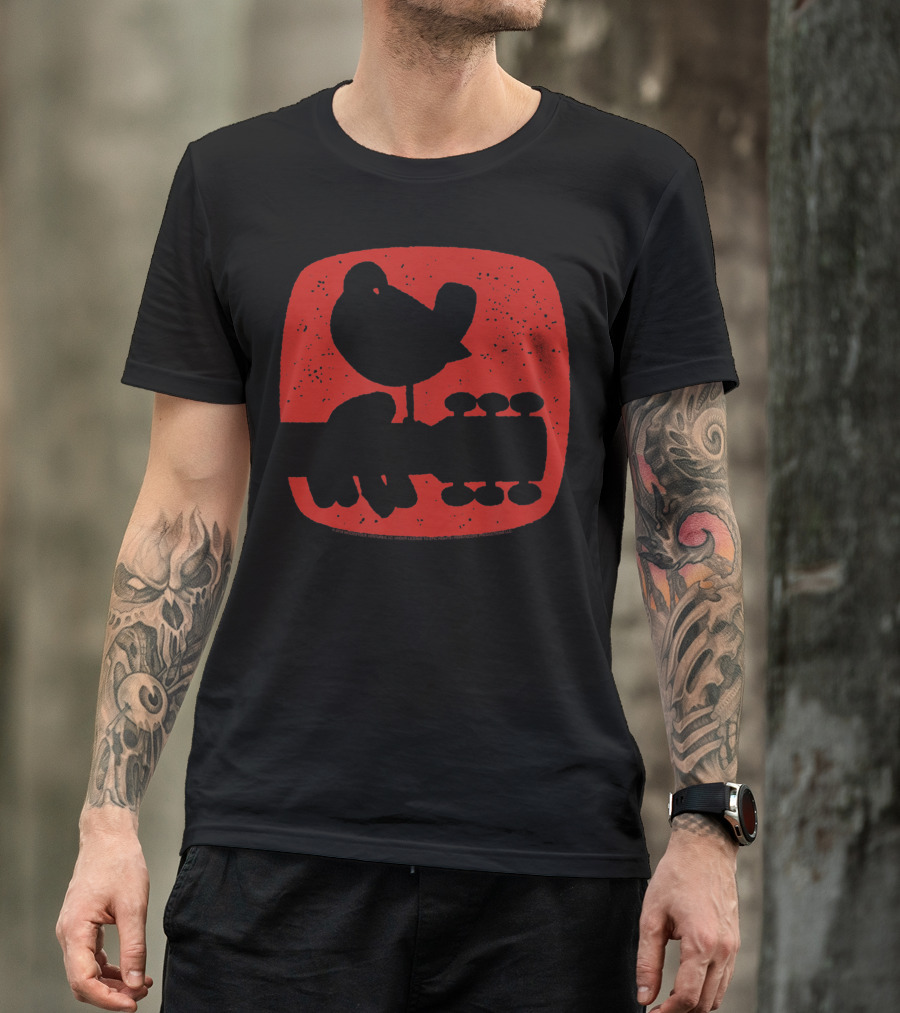 Woodstock Red Bird On Guitar T-Shirt