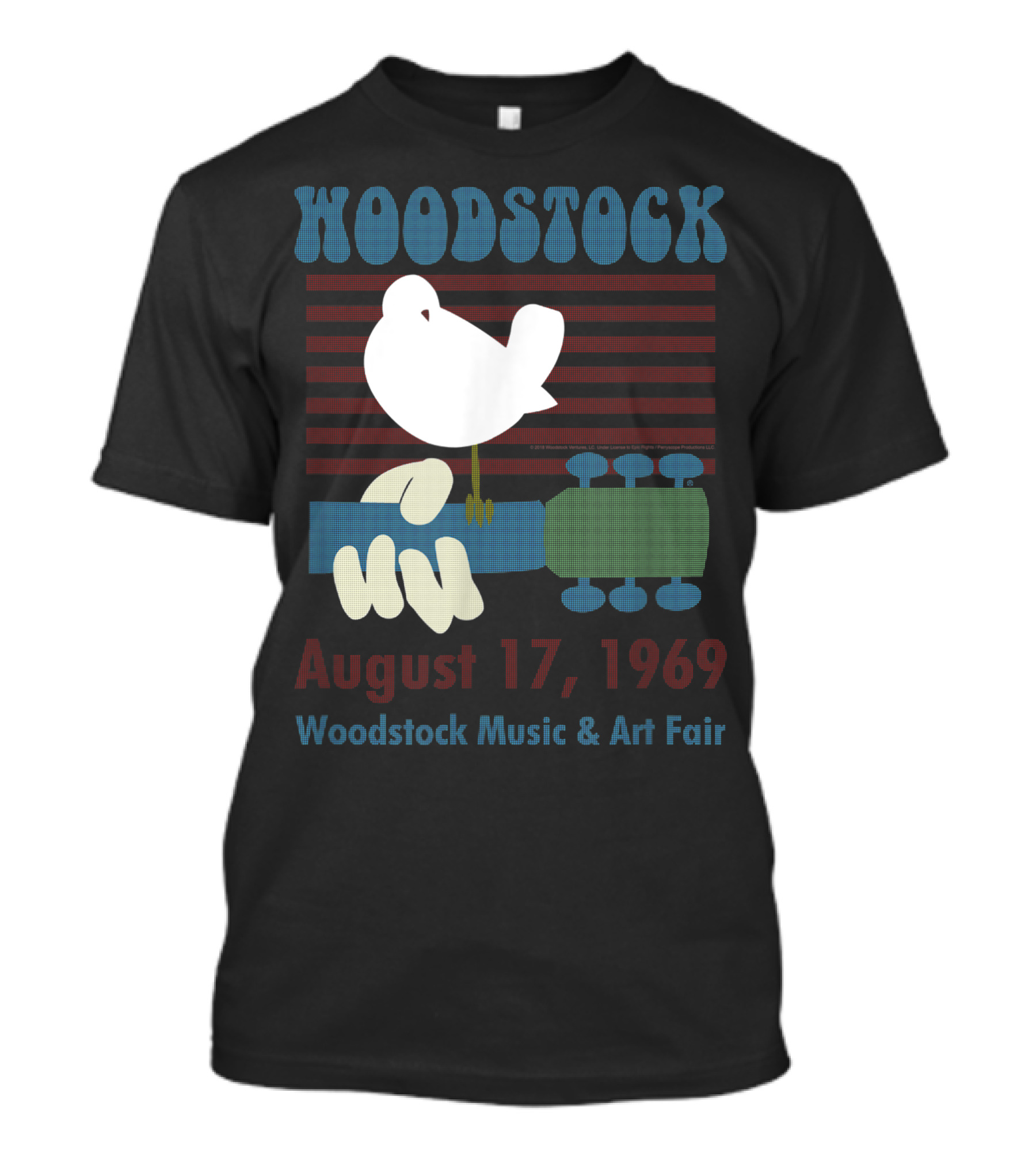 Woodstock August 17, 1969 Music And Art Fair Stripes And Freedom T-Shirt