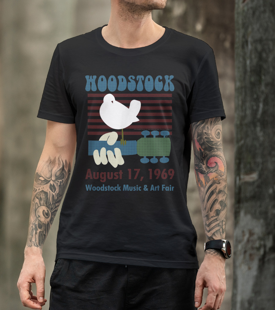 Woodstock August 17, 1969 Music And Art Fair Stripes And Freedom T-Shirt