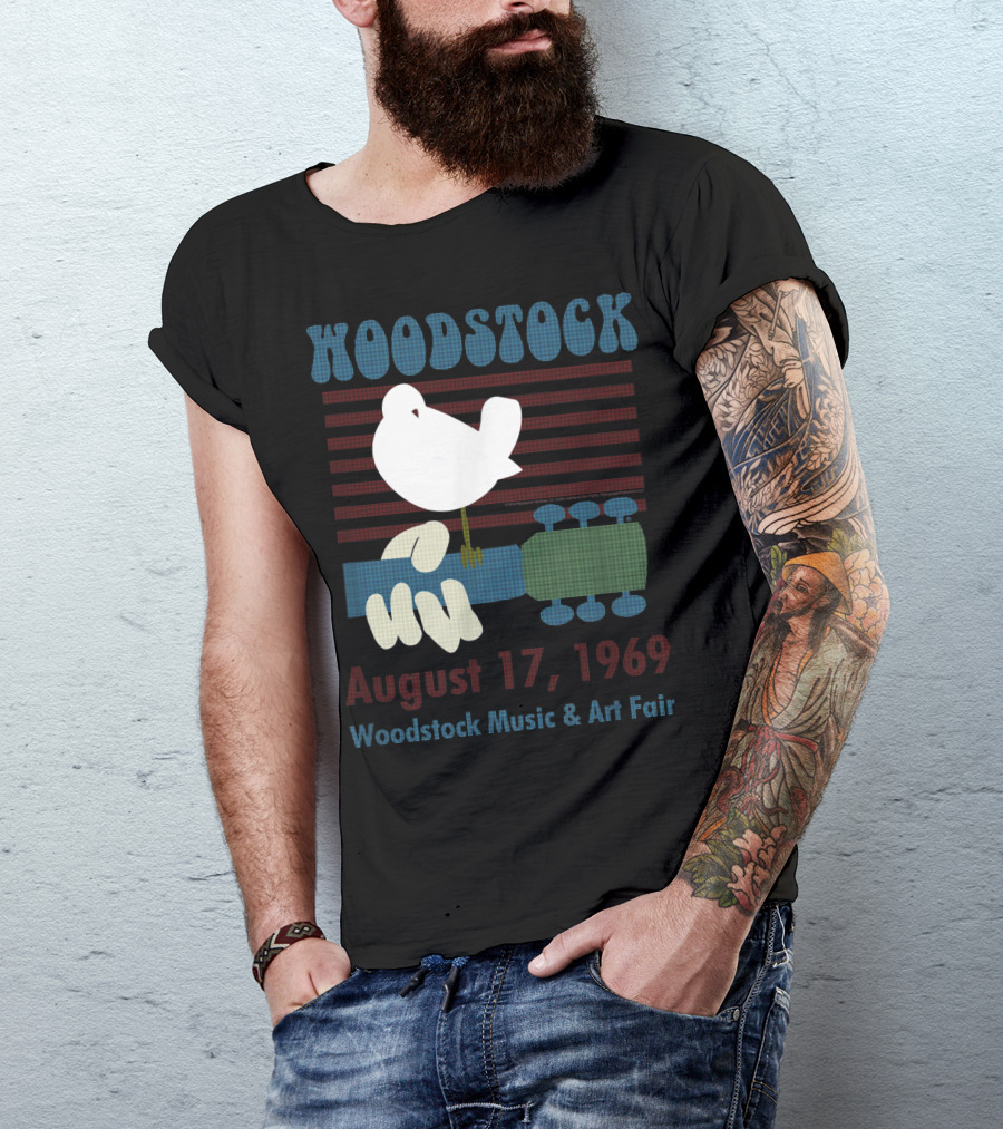 Woodstock August 17, 1969 Music And Art Fair Stripes And Freedom T-Shirt