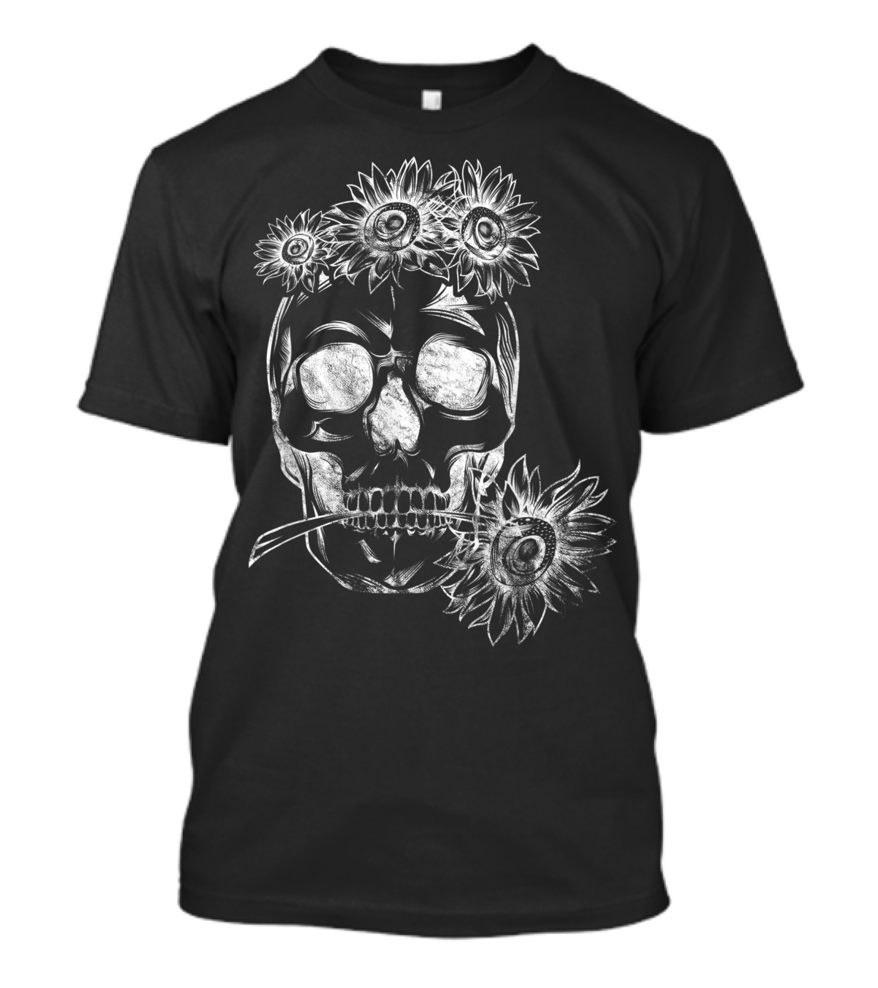 Yellow Bandana Sunflower Skull Hippie Vibes T-Shirt