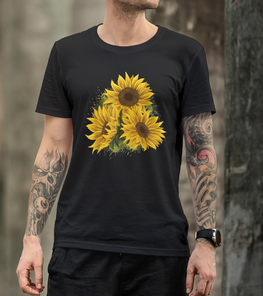 Yellow Sunflower Floral Watercolor Bright Positivity T-Shirt