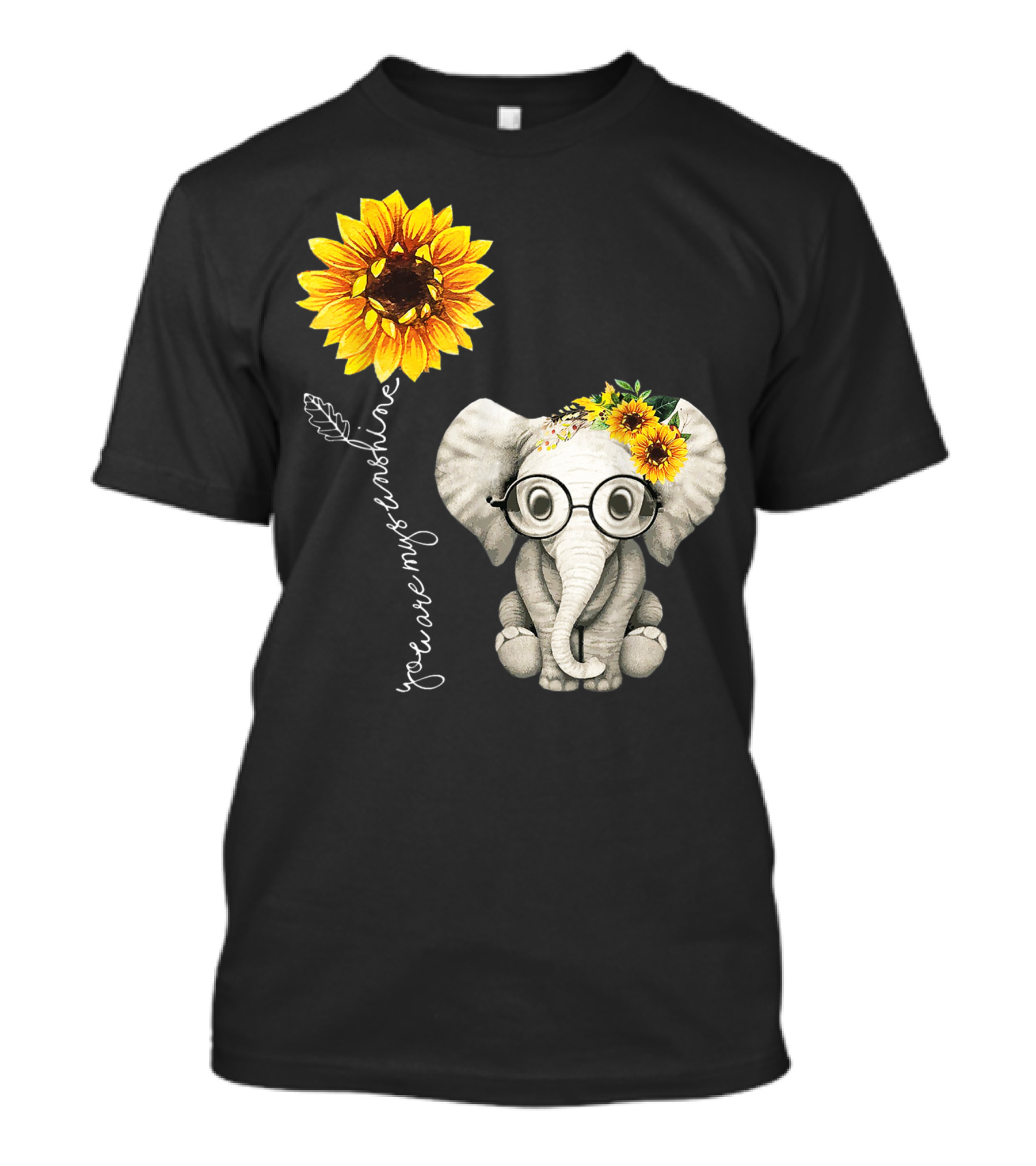 You Are My Sunshine Sunflower Elephant Hippie Friend T-Shirt