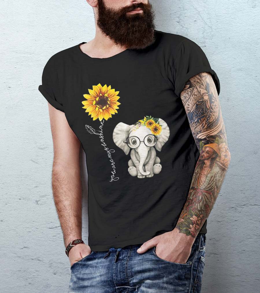 You Are My Sunshine Sunflower Elephant Hippie Friend T-Shirt