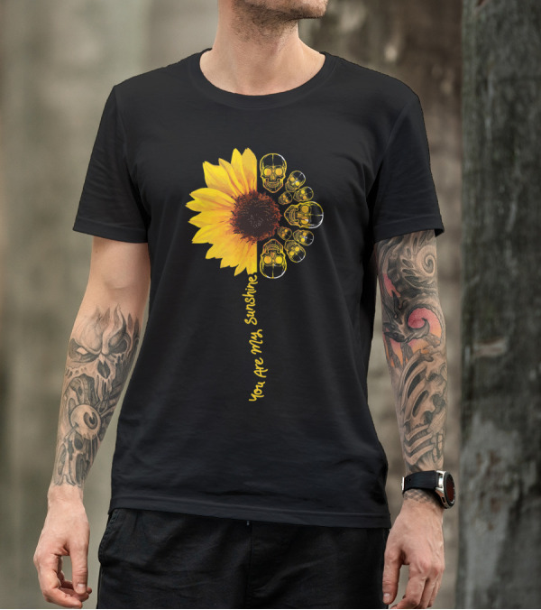 You Are My Sunshine Hippie Gothic Skull Sunflower T-Shirt