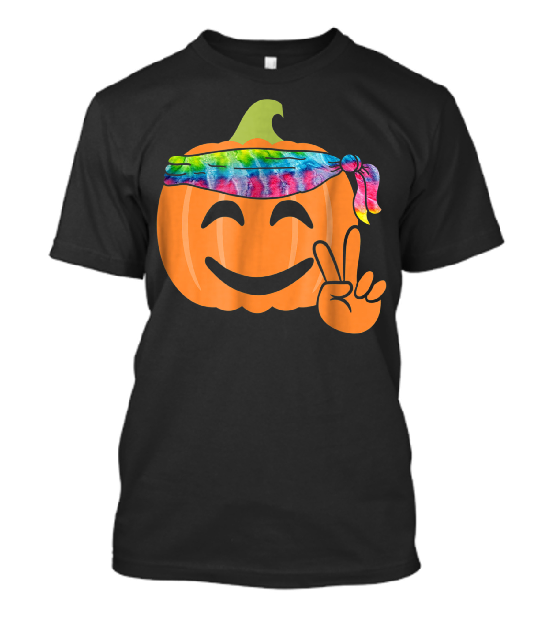 Hippie Tie Dye Pumpkin Jack O Lantern Peace Sign T-Shirt