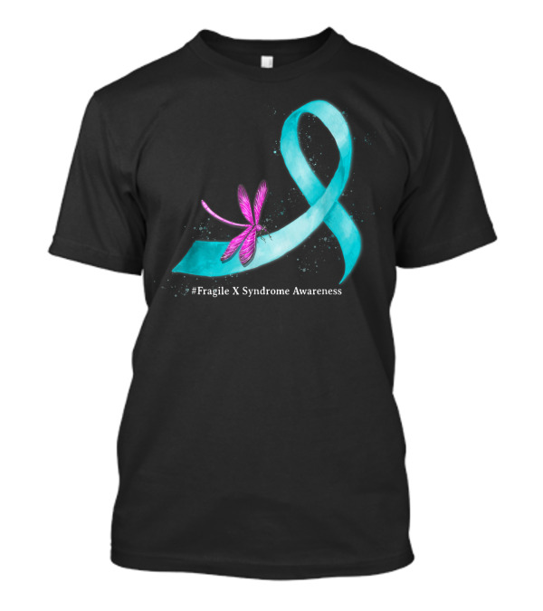 Hippie Dragonfly Teal Ribbon #Fragile X Syndrome Awareness T-Shirt
