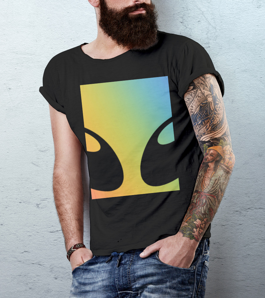 Holographic Glow Alien Head With Colorful Shine T-Shirt