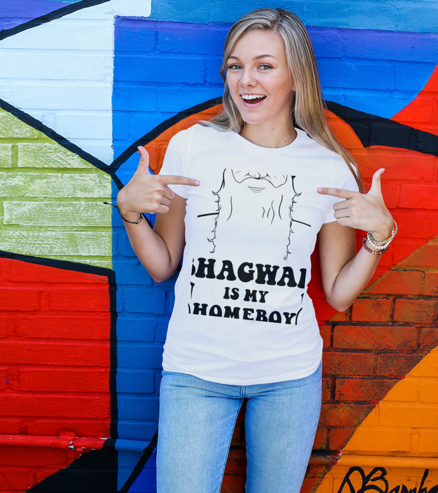 Bhagwan Is My Homeboy Beard Graphic Whitebaby Bluegraygreen T-Shirt