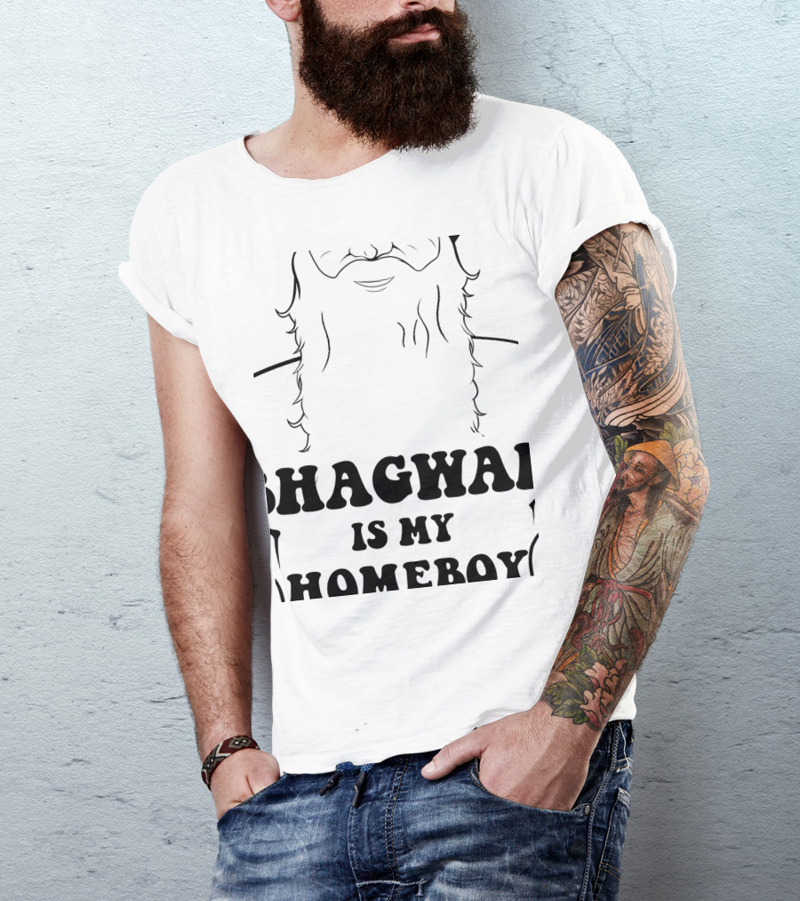 Bhagwan Is My Homeboy Beard Graphic Whitebaby Bluegraygreen T-Shirt