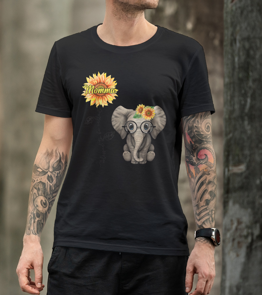 Blessed To Be Called Momma Sunflower Elephant T-Shirt