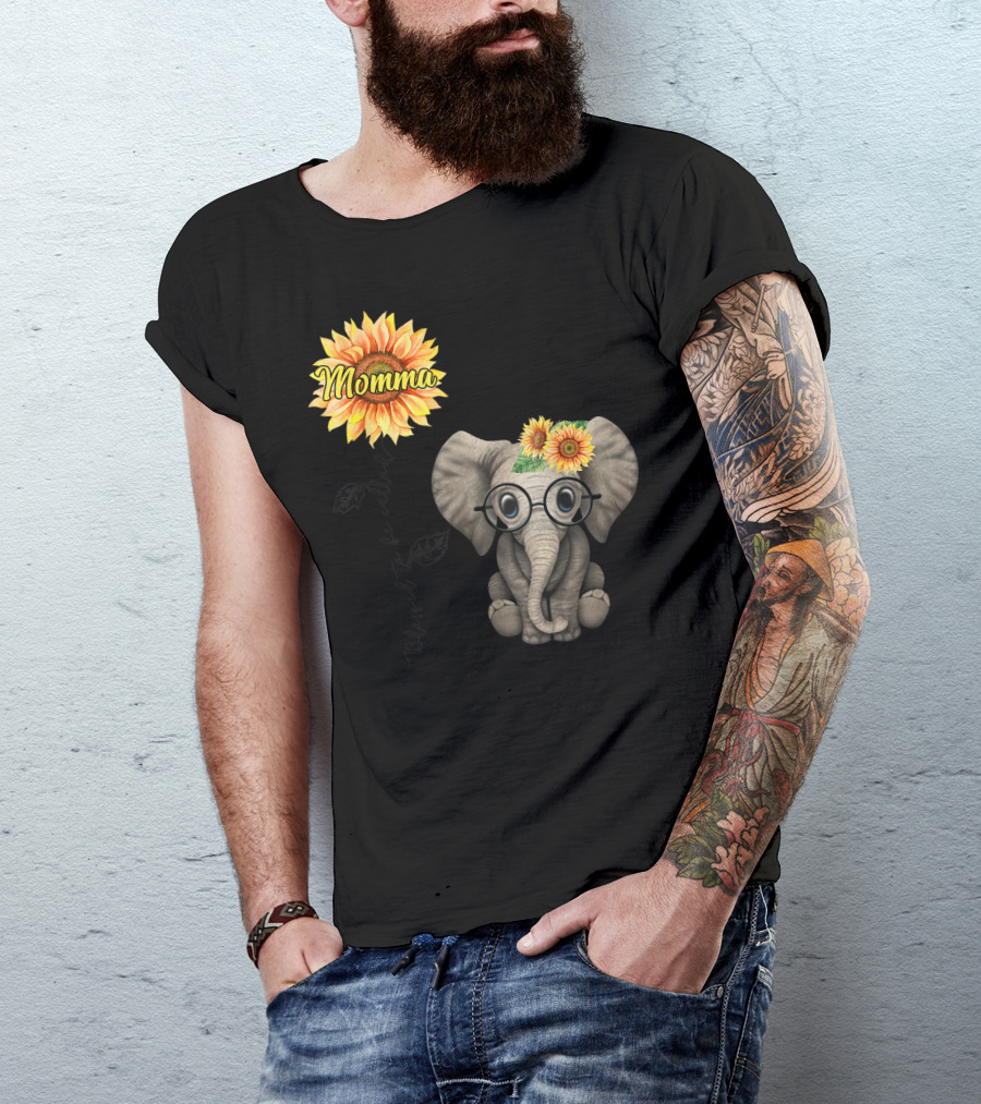 Blessed To Be Called Momma Sunflower Elephant T-Shirt