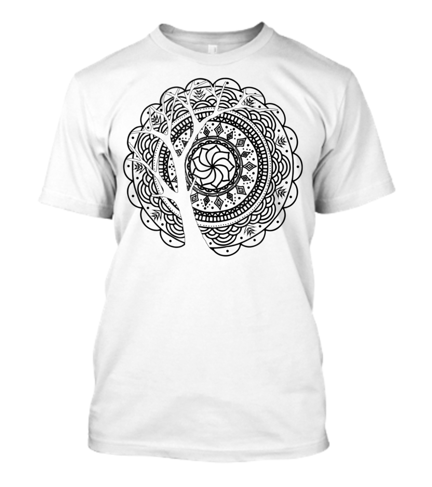Bohemian Mandala Tree Shadow Gypsy Soul Boho Spiral T-Shirt