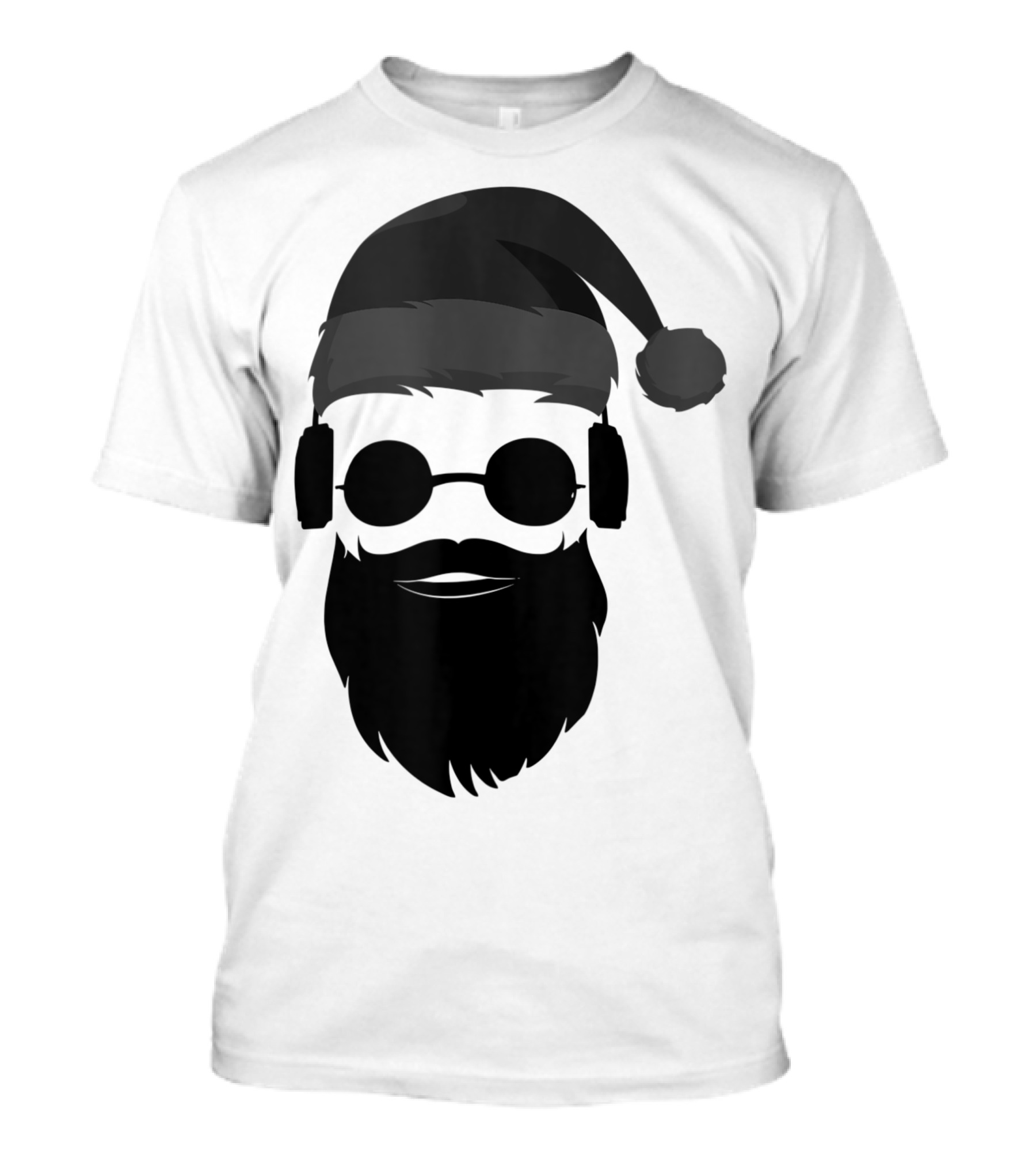 Cool Hipster Santa Beard Sunglasses Headphones Christmas Present T-Shirt