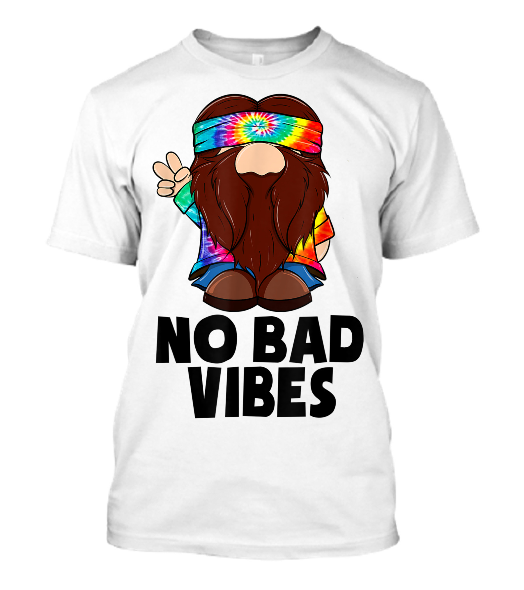 Peace Love Tie-Dye Gnome No Bad Vibes T-Shirt