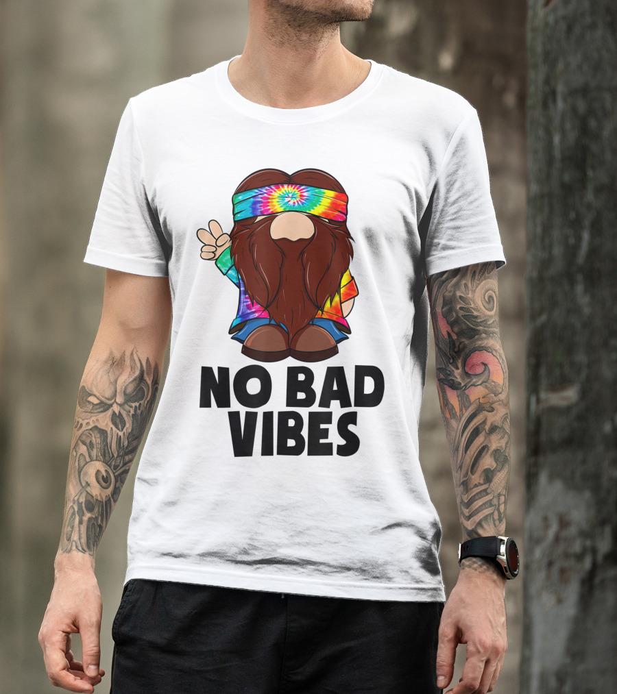 Peace Love Tie-Dye Gnome No Bad Vibes T-Shirt