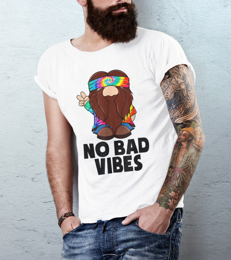 Peace Love Tie-Dye Gnome No Bad Vibes T-Shirt