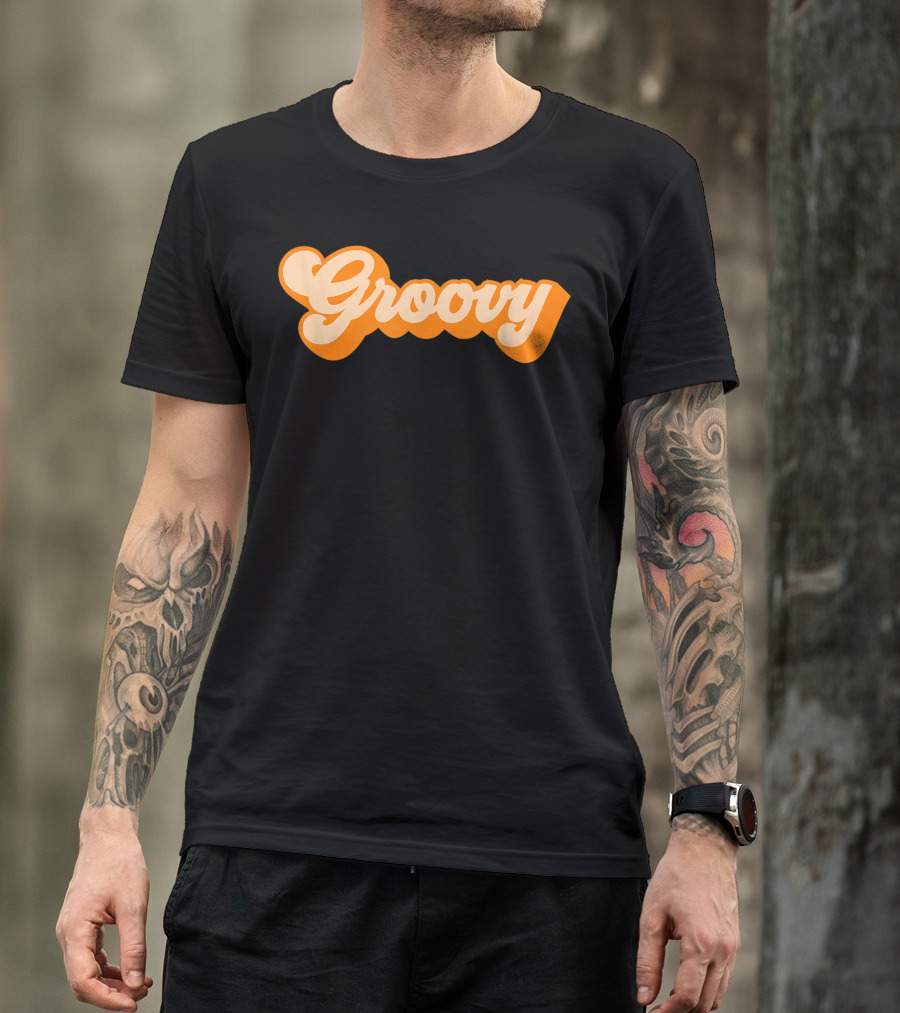 Groovy Retro Orange Bubble Font T-Shirt