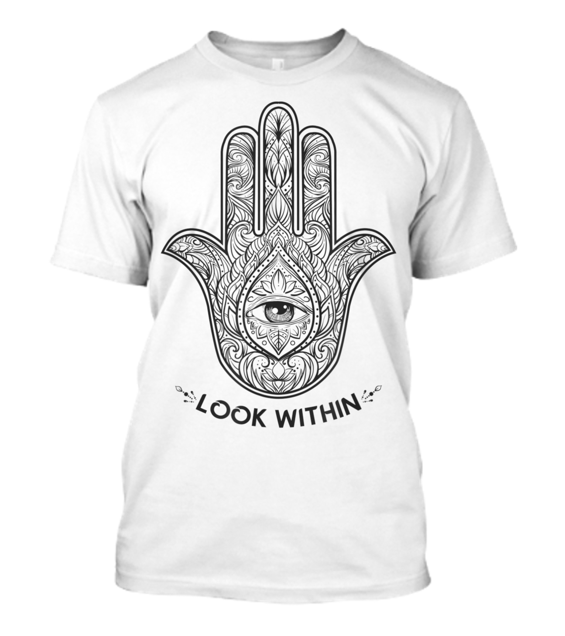 Henna Hamsa Yogi Meditation Hand Of Fatima Look Within T-Shirt