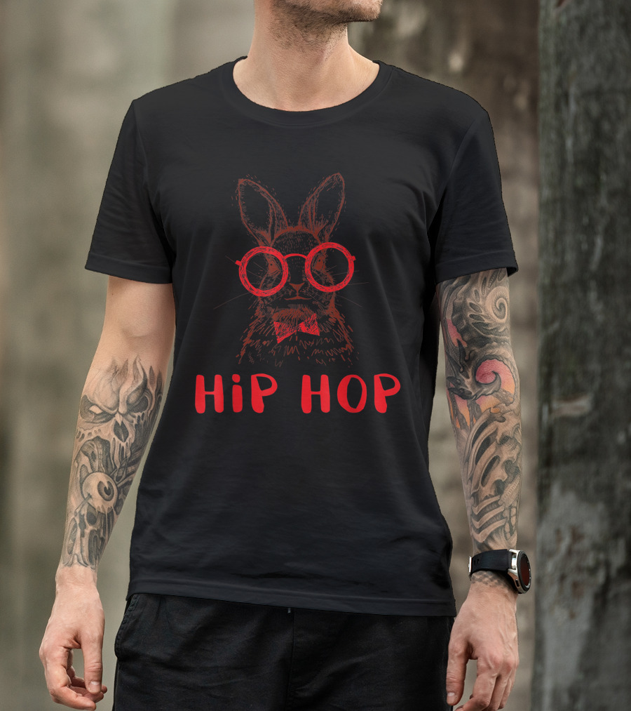 Hip Hop Easter Bunny Nerd Glasses Bowtie Rabbit T-Shirt